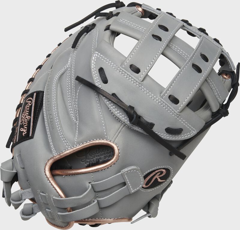 Back of gray Liberty Advanced Color Series catcher's mitt - SKU: RLACM34FPGRG