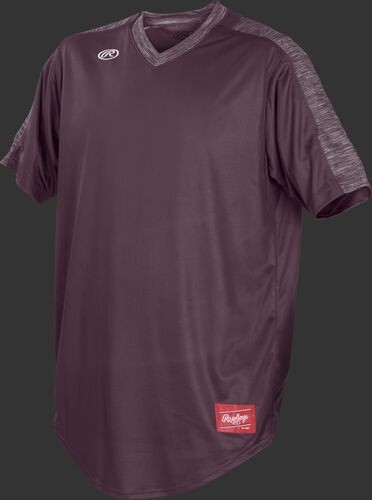 Front of Rawlings Maroon Adult Short Sleeve Launch Jersey - SKU #LNCHJ-DG-89