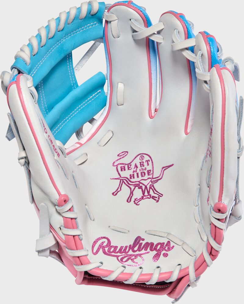 Exclusive Heart of the Hide 11.5-Inch Pink/Columbia Blue infield Glove, Right Hand Throw