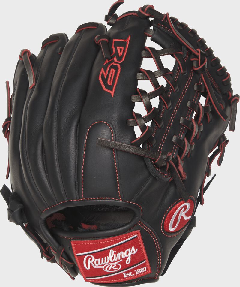 Shell back view of black and red R9 Series 11.5-in Pro Taper infield/pitcher glove