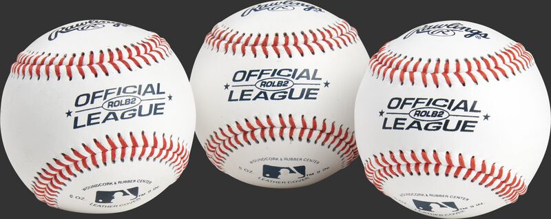 3 Official League practice baseballs with blue stamping and red stitching - SKU: RSGROLB2PK3