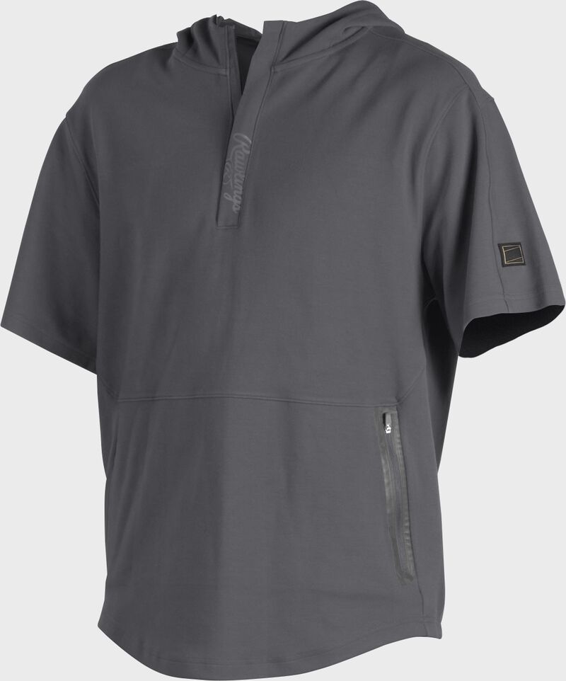 A gray Gold Collection short sleeve hoodie with a 1/4 zip and gray welded zipper pockets - SKU: GCJJ-GR
