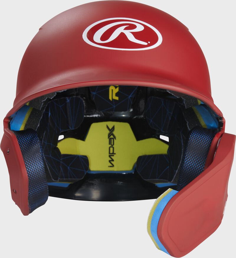 Front view of Scarlet Rawlings Mach Carbon Batting Helmet - SKU: MAAR