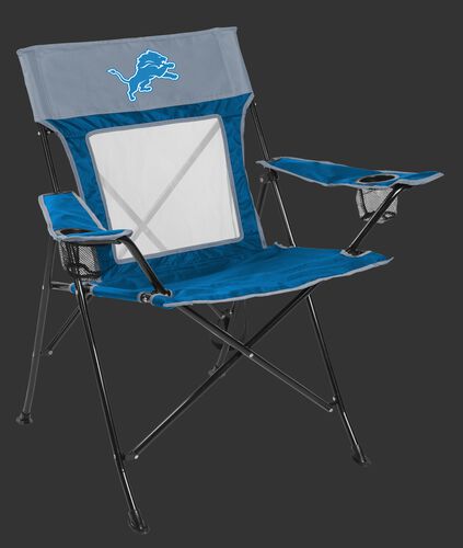 Front of Rawlings Blue and Grey NFL Detroit Lions Game Changer Chair With Team Logo SKU #00651067111
