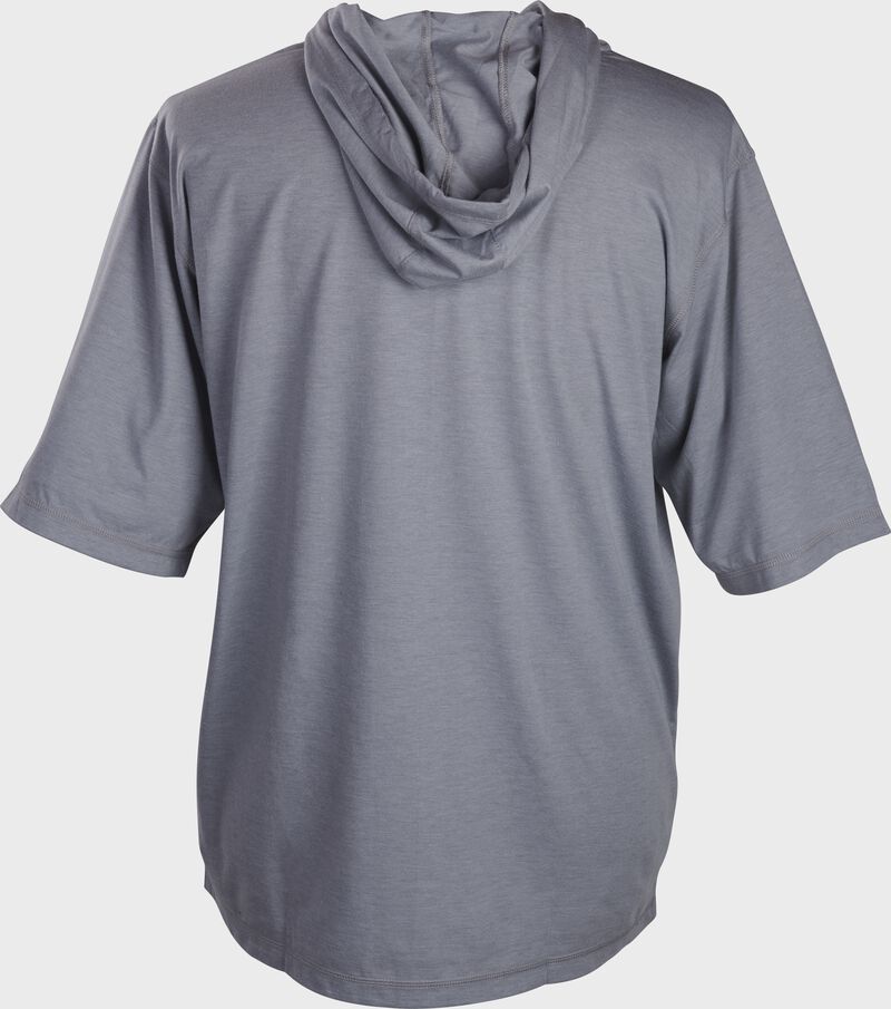 Back of a gray short sleeve hoodie with a fitted hood - SKU: ACASSH-GR
