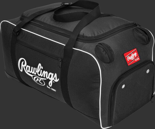 A black COVERT duffel bag with black trim, zippers and straps