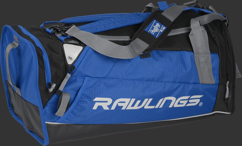 Side angle view of a royal R601 Hybrid players bag with a Rawlings logo on the side