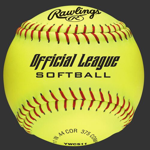 A yellow YWCS11 Official League recreational 11" softball