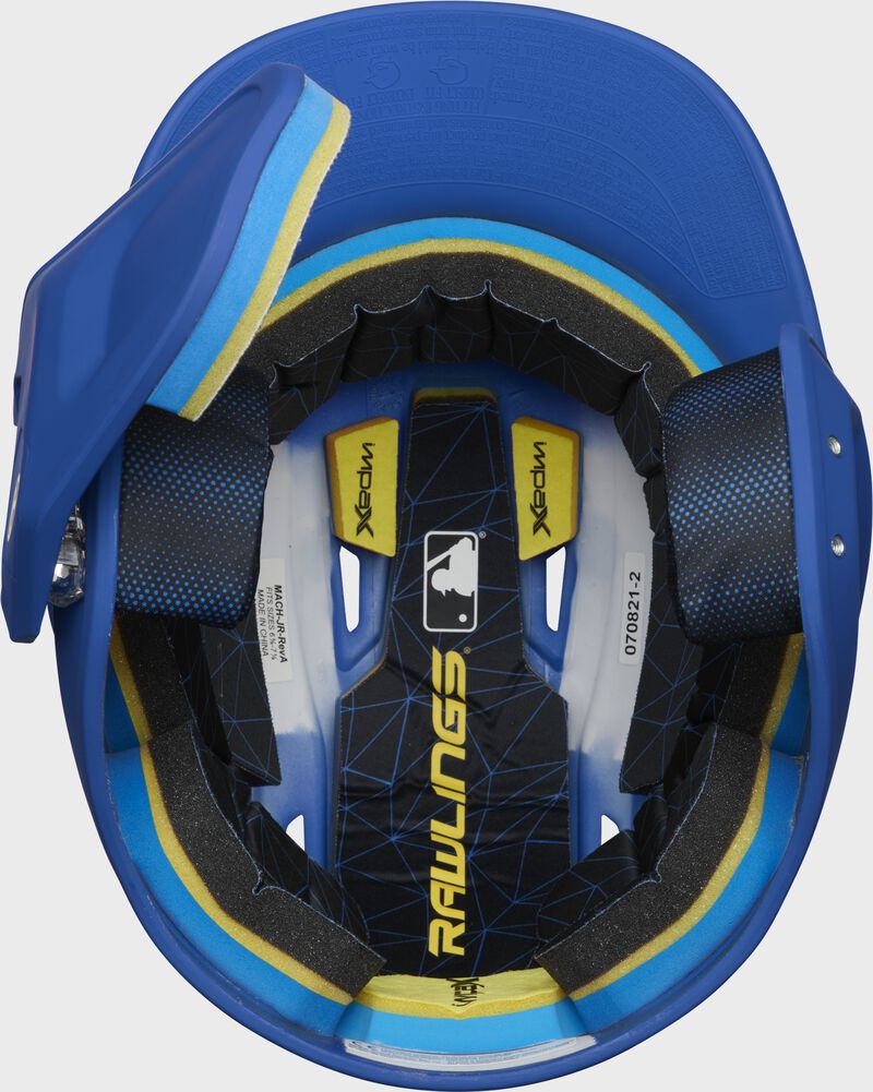 Inside view of Rawlings Mach Carbon Batting Helmet - SKU: MAAL