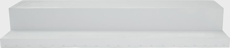 Front of an official size white Rawlings step down pitching rubber - RSDPR