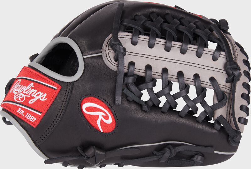 Thumb of a black Foundation Series Aaron Judge youth 12" glove with a gray Modified Trap-Eze web - SKU: RSGRF206-4B