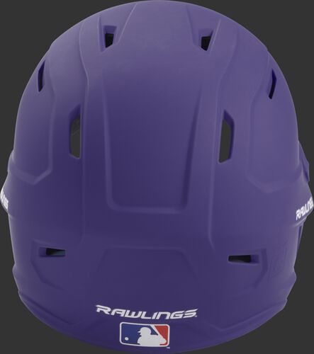 Back of a purple MACH high performance helmet with the Official Batting Helmet of MLB logo