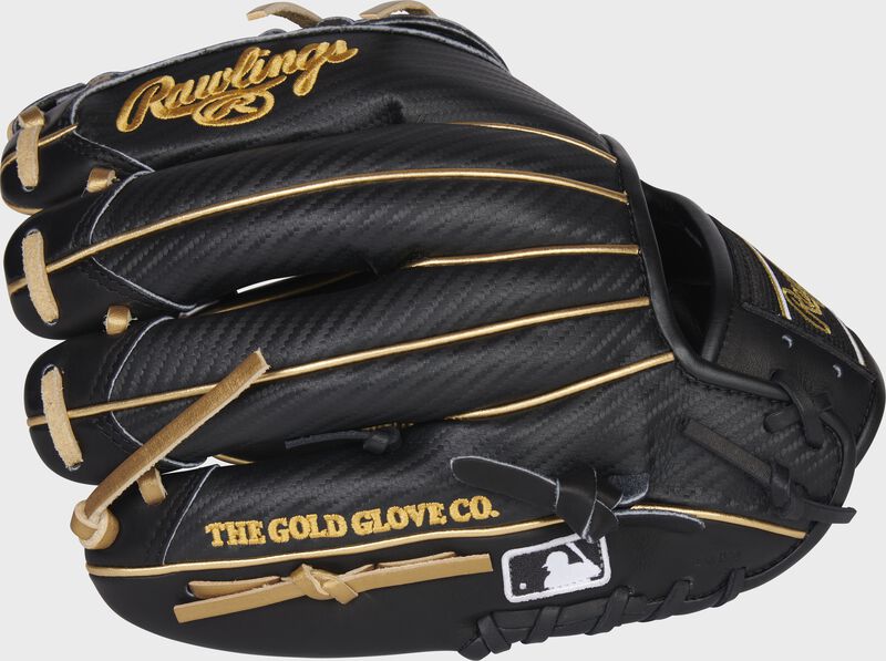 Black Hyper Shell back of an 11.75-Inch Heart of the Hide R2G glove with the MLB logo on the pinky - SKU: PROR205-30BG