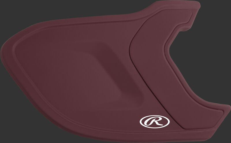 A matte maroon MEXTR Mach EXT batting helmet extension for right-handed batters