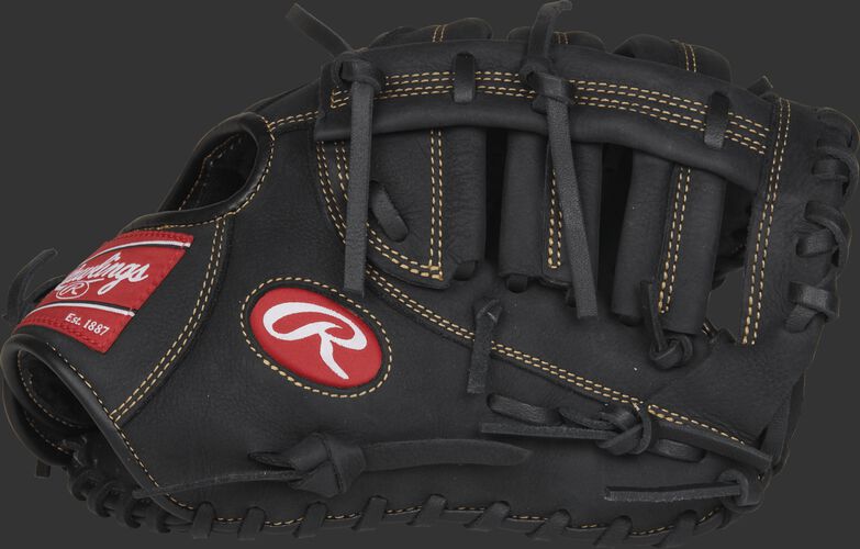 Thumb view of a R115FBM 11.5-inch youth first base mitt with a black Single Post, Double Bar web
