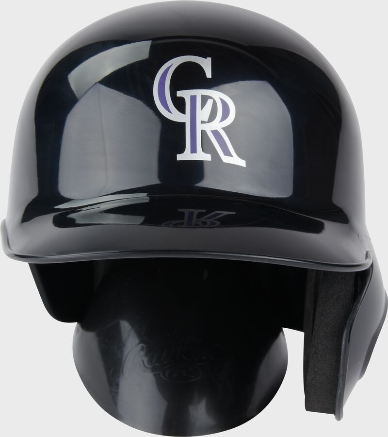 A black Colorado Rockies mini replica helmet loading=