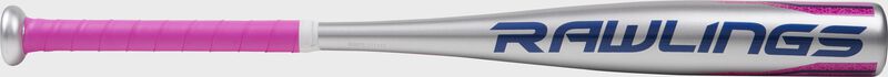 TBZS12 Storm t-ball bat with a silver barrel, navy logo and pink grip