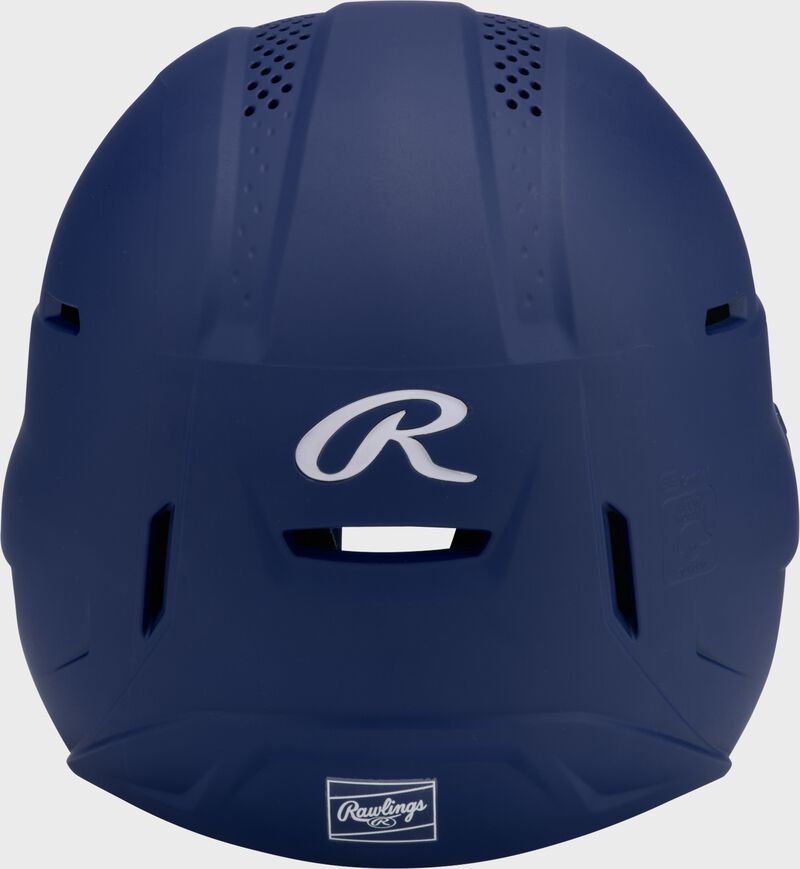 Back of a navy Rawlings RX2 fastpitch batting helmet loading=