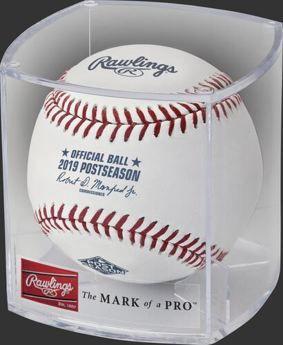 ROMLBPS19 2019 MLB Post Season ball in a display case
