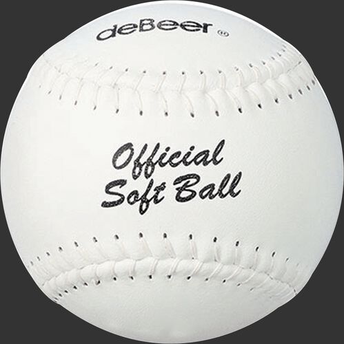 A white W10403 deBEER 14-inch softball with white stitching