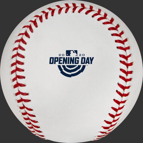 The 2020 Opening Day logo stamped on a MLB baseball - SKU: ROMLBOD20