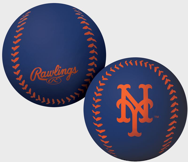 A blue New York Mets big fly rubber bounce ball loading=