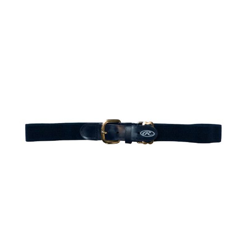 Front of Rawlings Navy Youth Adjustable Elastic Baseball Belt- SKU #BLTY-NVY
