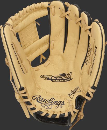 P115CBI Rawlings Prodigy youth glove with a camel Sure Catch palm and camel laces