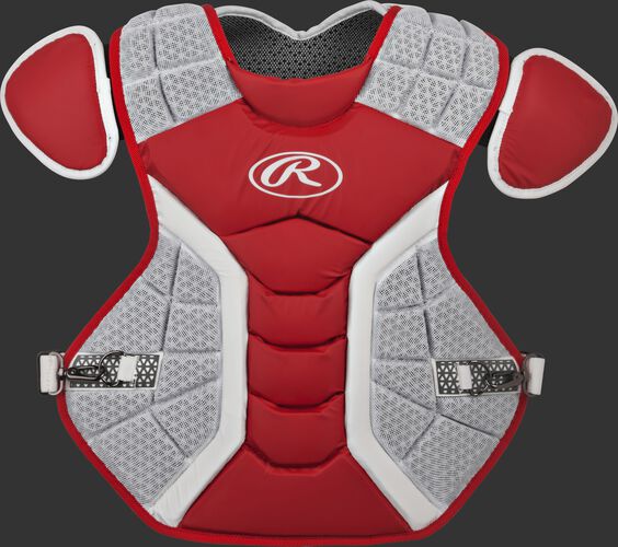 A scarlet/grey CPPRO Pro Preferred adult chest protector
