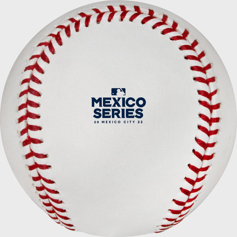 The 2022 Mexico Series logo stamped on a MLB baseball - SKU: RSGEA-ROMLBMS22-R