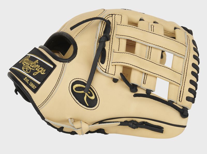 Camel thumb of an exclusive Pro Preferred 11.75-Inch infield glove with a camel H-web - SKU: PROS205-6CB