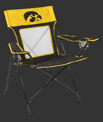 Front of Rawlings Yellow and Black NCAA Iowa Hawkeyes Game Changer Chair With Team Logo SKU #00643075111