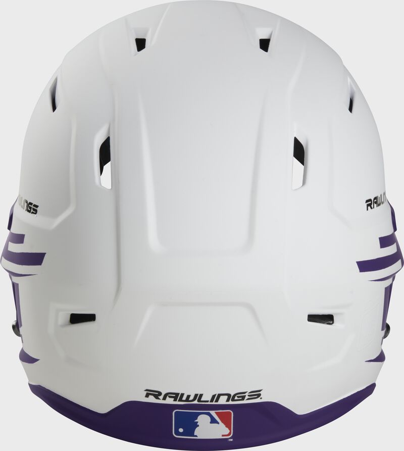 Back view of Rawlings Mach Ice Softball Batting Helmet, Purple - SKU: MSB13