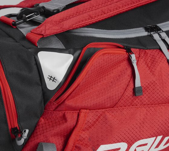 Side accessory pocket on a scarlet R601 Rawlings hybrid bag