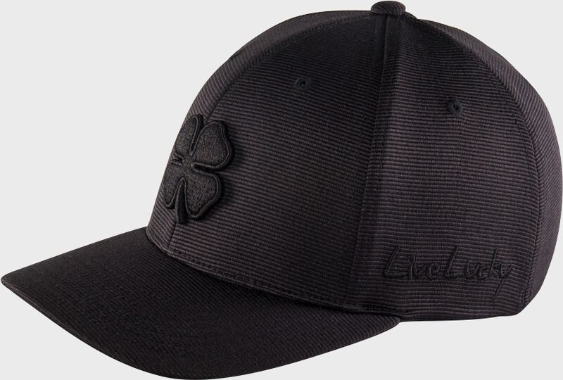 Left-side view of Rawlings Black Clover Blackout Fitted Hat - SKU: BC0BO00071