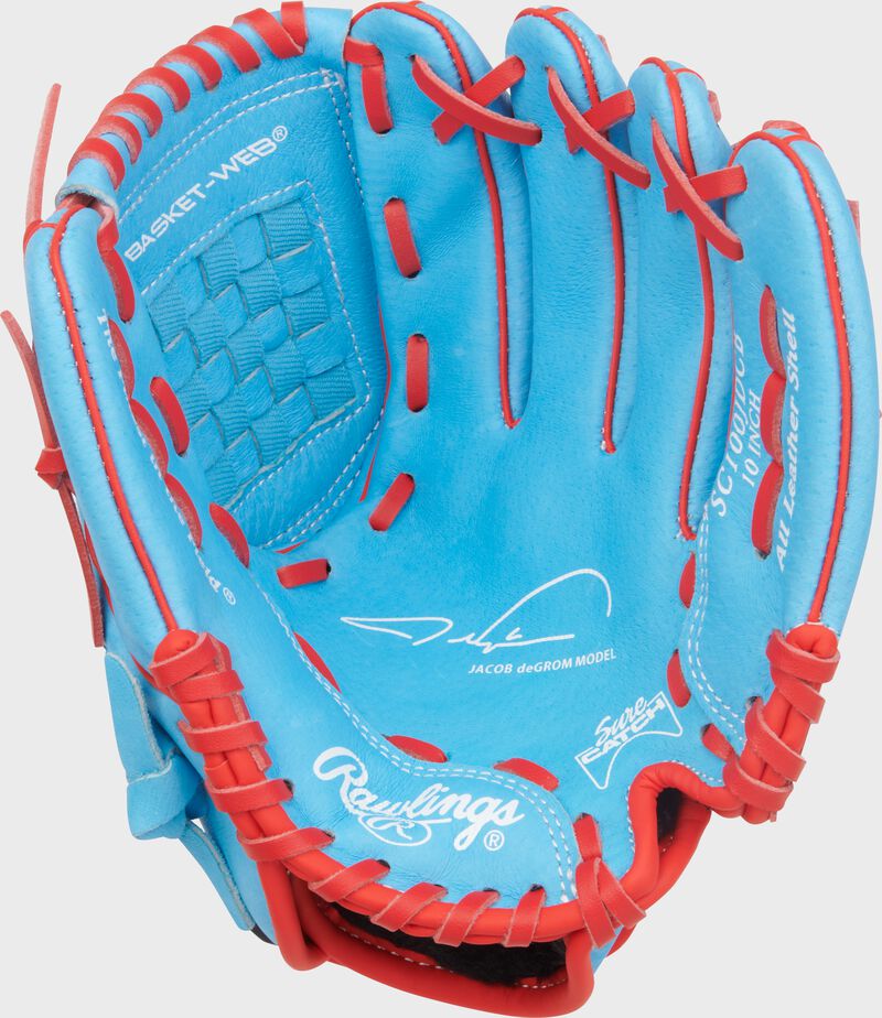 Palm of a Rawlings Sure Catch 10-Inch Jacob deGrom Signature Glove