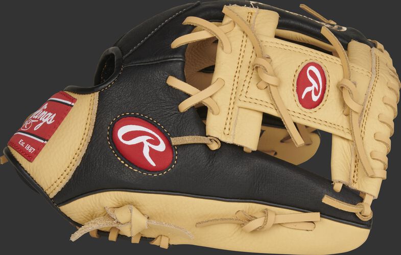 P115CBI 11.5-Inch Prodigy infield glove with a black/camel thumb and camel I-web