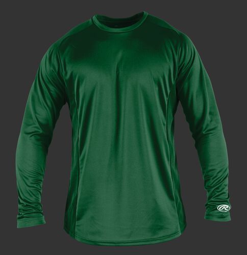 Front of Rawlings Dark Green Adult Long Sleeve Shirt - SKU #LSBASE