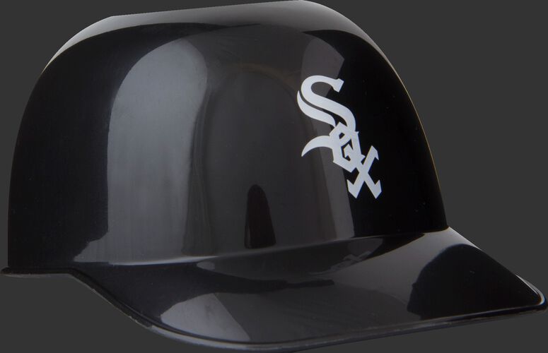 Front of Rawlings Black MLB Chicago White Sox Snack Size Helmets With Team Logo SKU #01950029121