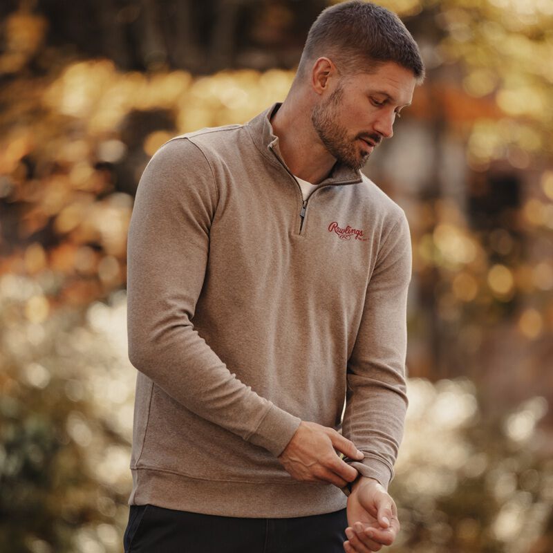 Rawlings x The Normal Brand Puremeso Weekend Quarter Zip, Khaki, Adult 3XL