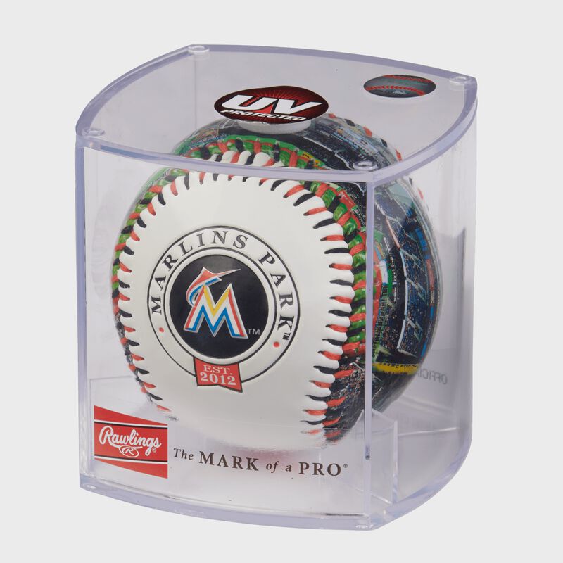 MLB Miami Marlins stadium baseball in a display case