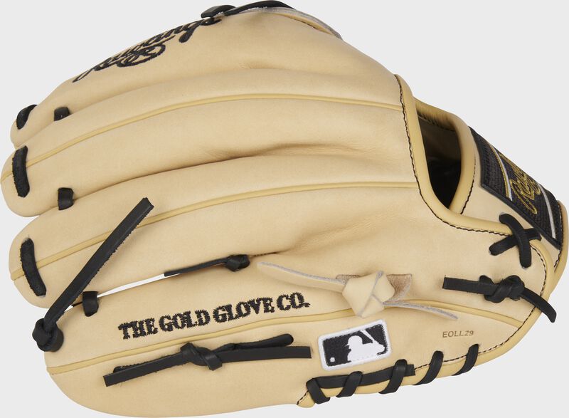 Back of a camel Heart of the Hide 11.75" infield/pitcher's glove with the MLB logo on the pinky - SKU: PROR205-30C