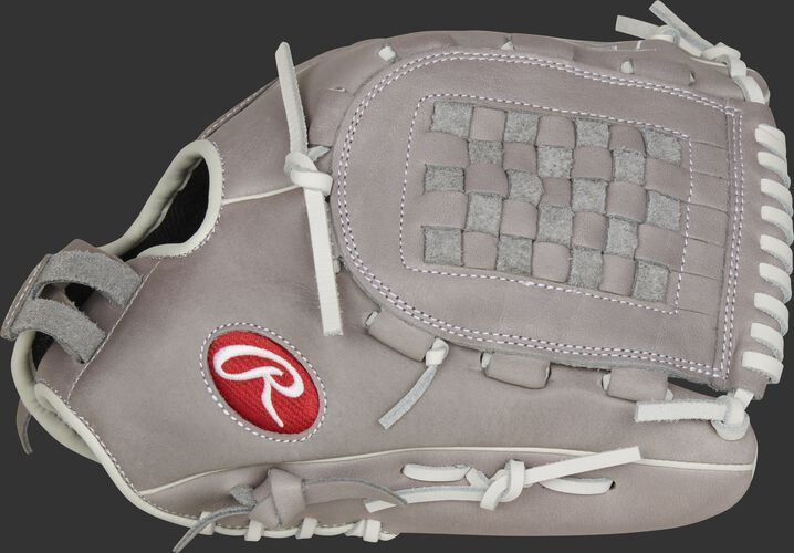 Thumb of a gray 2021 R9 Series 12.5-Inch fingershift fastpitch glove with a gray Basket web - SKU: R9SB125FS-3G