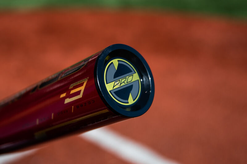 End cap of a Rawlings BBCOR Quatro Pro with a field in the background - SKU: BBZQ3