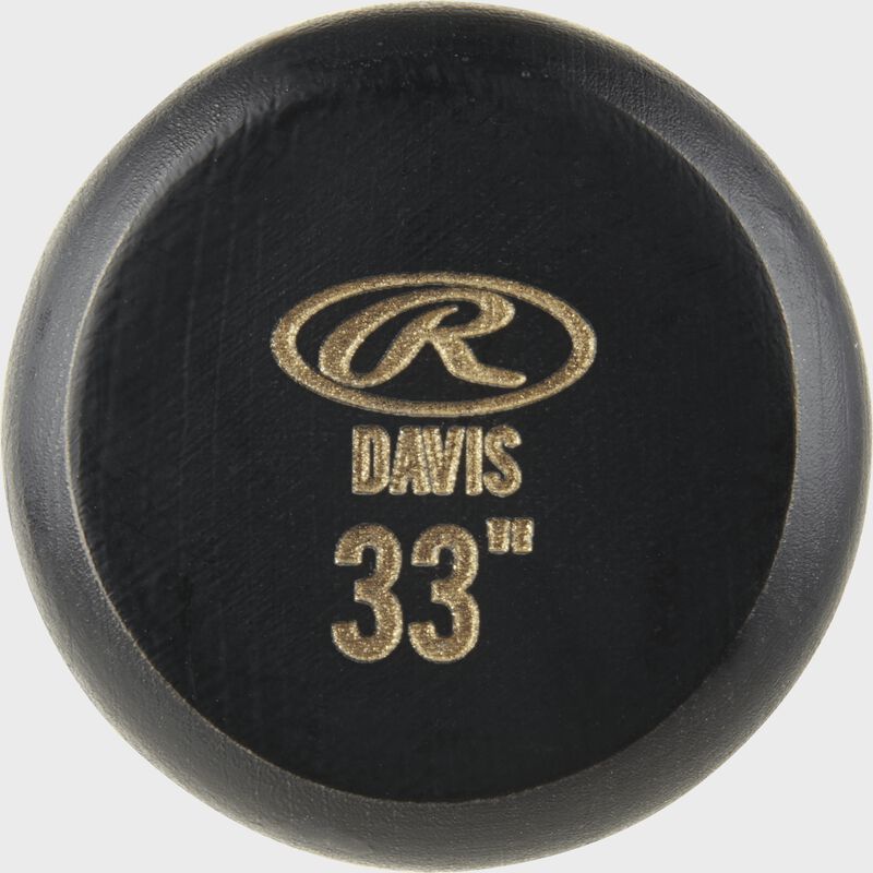 End cap view of a Khris Davis Pro Label Wood bat - SKU: KD2PL