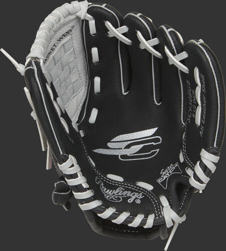 SC950BGB Rawlings Sure Catch youth glove with a black palm and grey laces
