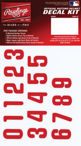 Rawlings MLB Philadelphia Phillies Decal Kit With Red Numbers SKU #MLBDC-PHI