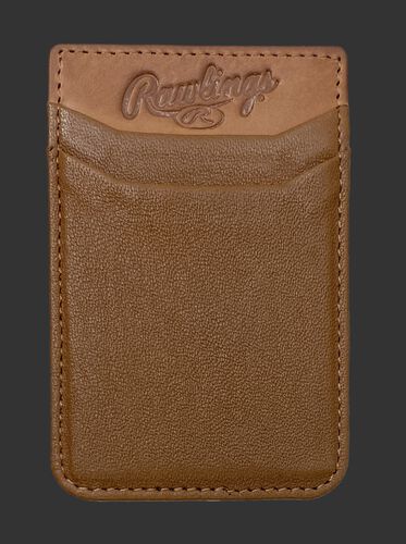 A tan Rawlings leather phone card holder with 2 card slots - SKU: R090007-204