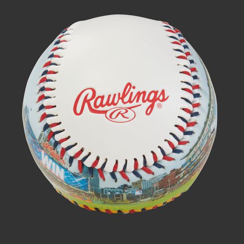 Rawlings logo on a Cleveland Indians team stadium ball