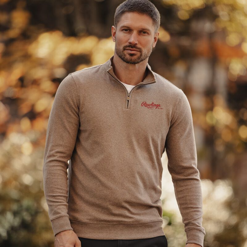 Rawlings x The Normal Brand Puremeso Weekend Quarter Zip, Khaki, Adult 3XL